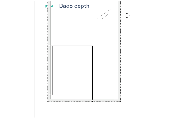 Diagram showing dado depth in a door or window frame